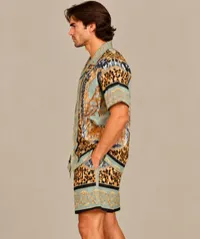 Mint Safari Baroque Animal Print Shirt & Shorts Set – Image 3