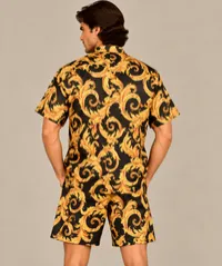 Black Gold Baroque Print Short Sleeve Shirt – Image 2