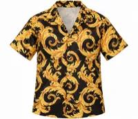 Black Gold Baroque Print Short Sleeve Shirt – Image 4