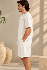 White Jacquard Monogram Embossed T-Shirt – Image 3