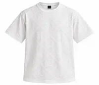 White Jacquard Monogram Embossed T-Shirt – Image 4