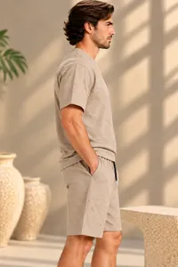 Beige Embossed Monogram Jacquard T-Shirt – Image 3