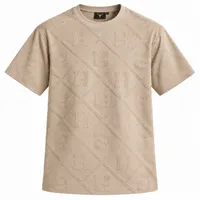 Beige Embossed Monogram Jacquard T-Shirt – Image 4