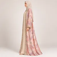 Blush Pink Floral Embroidered Luxury Abaya – Image 3