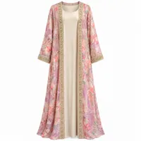 Blush Pink Floral Embroidered Luxury Abaya – Image 4