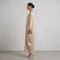 Embellished Ivory Luxe Draped Abaya – Image 3