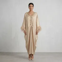 Embellished Ivory Luxe Draped Abaya – Image 1