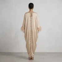 Embellished Ivory Luxe Draped Abaya – Image 2