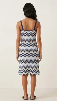 Navy Chevron Knit Cotton Maxi Dress – Image 2