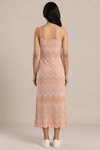 Pink Chevron Knit Cotton Maxi Dress – Image 2