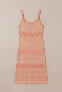 Pink Chevron Knit Cotton Maxi Dress – Image 4