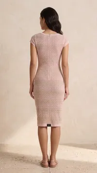 Blush Chevron Knit Midi Dress – Image 2