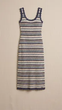Navy Chevron Knit Midi Dress – Image 4