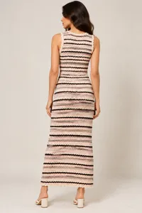 Blush Stripe Chevron Knit Midi Dress – Image 2