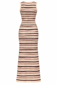 Blush Stripe Chevron Knit Midi Dress – Image 5