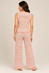 Pastel Chevron Crochet Wide-Leg Pants – Image 2