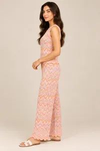 Pastel Chevron Crochet Wide-Leg Pants – Image 3