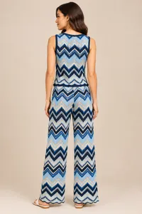 Ocean Chevron Crochet Knit Top & Pants Set – Image 2