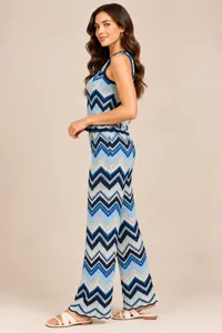 Ocean Chevron Crochet Knit Top & Pants Set – Image 3
