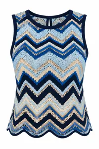 Ocean Chevron Crochet Knit Top & Pants Set – Image 4