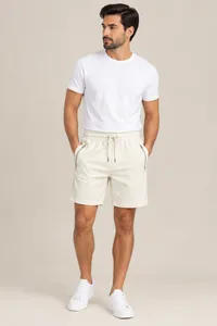 Ivory Essential Zip Pocket Lounge Shorts – Image 1