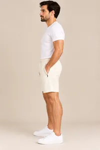 Ivory Essential Zip Pocket Lounge Shorts – Image 3