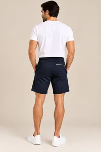 Navy Essential Zip Pocket Casual Shorts – Image 2