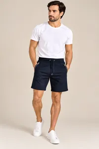 Navy Essential Zip Pocket Casual Shorts – Image 1