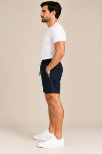 Navy Essential Zip Pocket Casual Shorts – Image 3