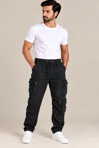 Black Utility Cargo Jogger Pants – Image 1