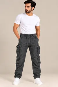 Charcoal Grey Multi-Pocket Cargo Utility Pants – Image 1