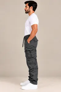 Charcoal Grey Multi-Pocket Cargo Utility Pants – Image 3