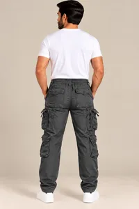 Charcoal Grey Multi-Pocket Cargo Utility Pants – Image 2