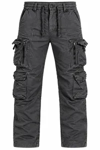 Charcoal Grey Multi-Pocket Cargo Utility Pants – Image 4