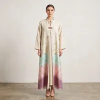 Gilded Plum Abaya with Contrast Piping – Image 1