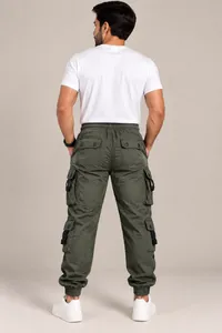 Olive Green Utility Cargo Jogger Pants – Image 2