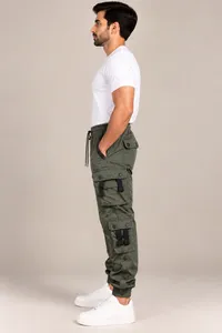 Olive Green Utility Cargo Jogger Pants – Image 3