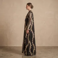 he Majestic Vine Sequined Open Abaya Ensemble – Image 3