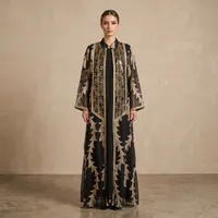 he Majestic Vine Sequined Open Abaya Ensemble – Image 1