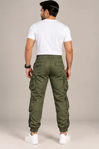 Olive Green Cargo Jogger Pants – Image 2