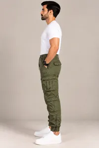 Olive Green Cargo Jogger Pants – Image 3