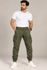Olive Green Cargo Jogger Pants – Image 1