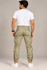 Khaki Cargo Jogger Utility Pants – Image 2