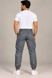 Charcoal Grey Multi-Pocket Cargo Jogger Pants – Image 2