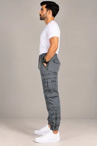 Charcoal Grey Multi-Pocket Cargo Jogger Pants – Image 3