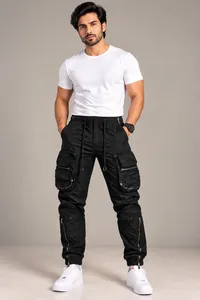 Black Tactical Cargo Pants – Image 1