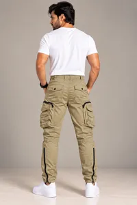 Khaki Utility Cargo Jogger Pants – Image 2