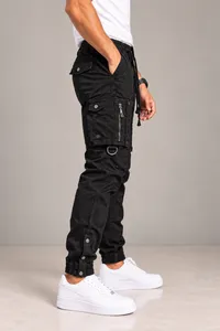 Black Multi-Pocket Utility Cargo Jogger Pants – Image 4