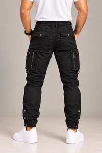 Black Multi-Pocket Utility Cargo Jogger Pants – Image 3
