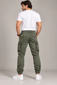Olive Green Multi-Pocket Cargo Jogger Pants – Image 2